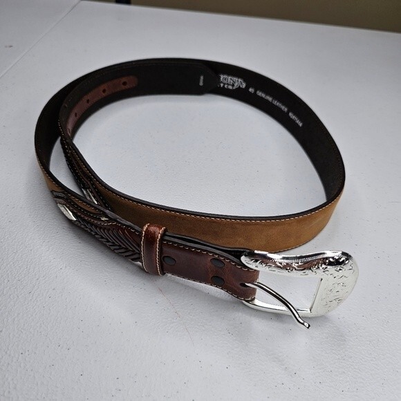 Nocona Men's Top Hand Lace Billet Diamond Concho Belt size 40 leather - Picture 1 of 5